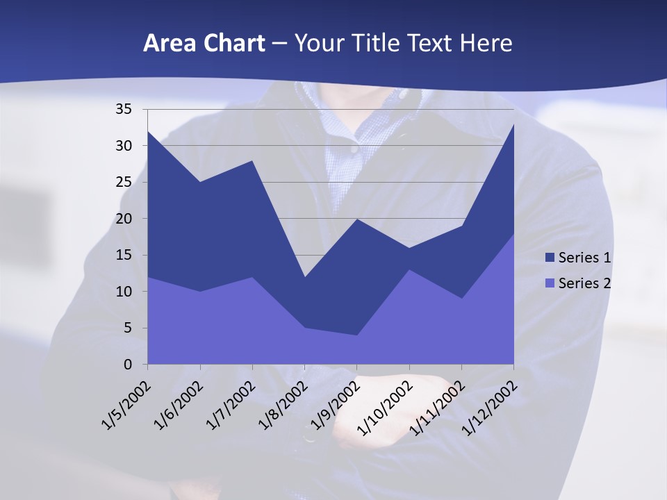 A Man In A Blue Uniform Is Standing With His Arms Crossed PowerPoint Template