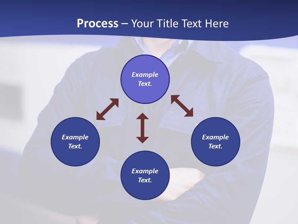 A Man In A Blue Uniform Is Standing With His Arms Crossed PowerPoint Template
