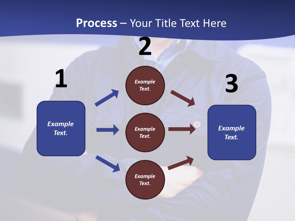 A Man In A Blue Uniform Is Standing With His Arms Crossed PowerPoint Template