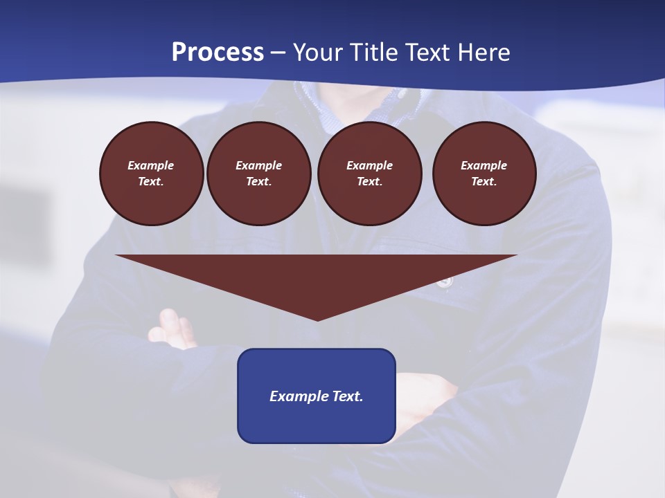 A Man In A Blue Uniform Is Standing With His Arms Crossed PowerPoint Template