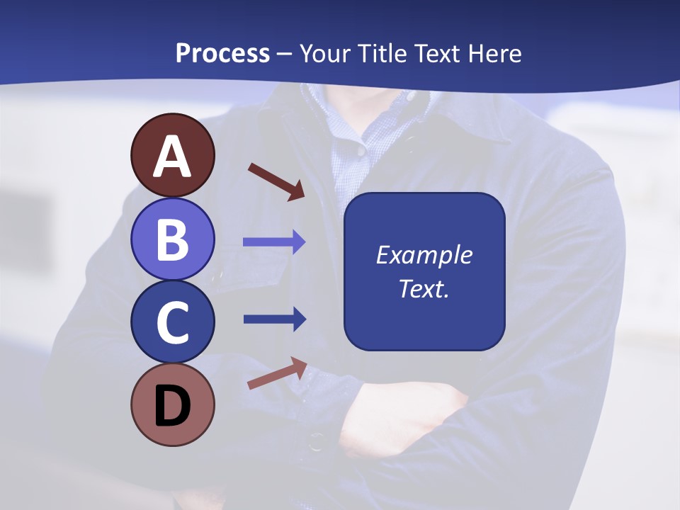 A Man In A Blue Uniform Is Standing With His Arms Crossed PowerPoint Template