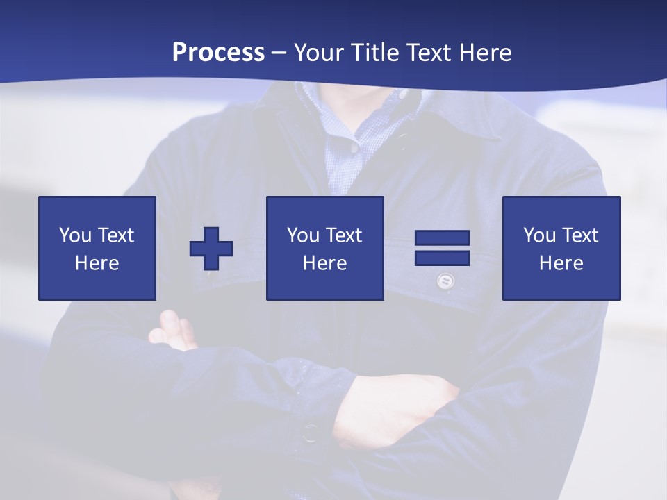 A Man In A Blue Uniform Is Standing With His Arms Crossed PowerPoint Template