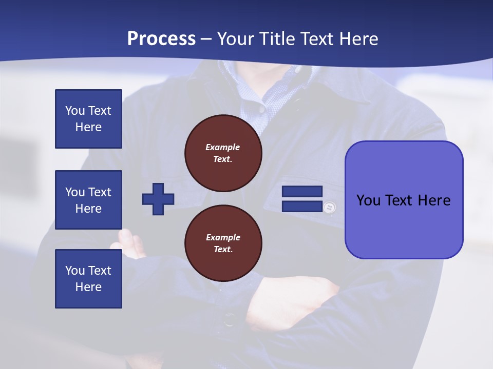 A Man In A Blue Uniform Is Standing With His Arms Crossed PowerPoint Template