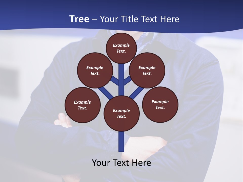 A Man In A Blue Uniform Is Standing With His Arms Crossed PowerPoint Template