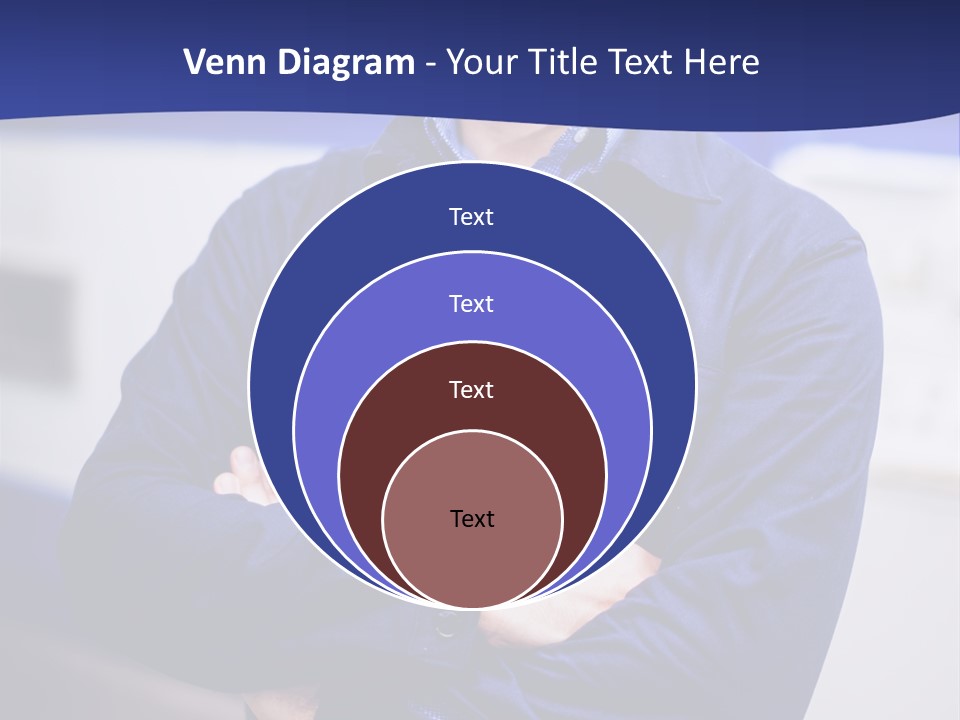 A Man In A Blue Uniform Is Standing With His Arms Crossed PowerPoint Template