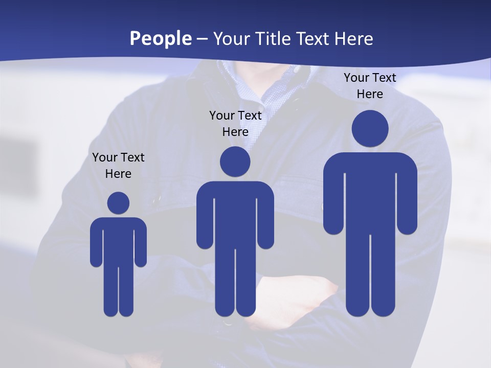 A Man In A Blue Uniform Is Standing With His Arms Crossed PowerPoint Template