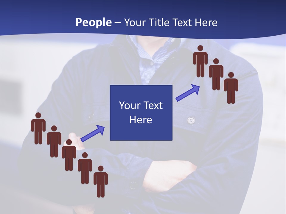 A Man In A Blue Uniform Is Standing With His Arms Crossed PowerPoint Template