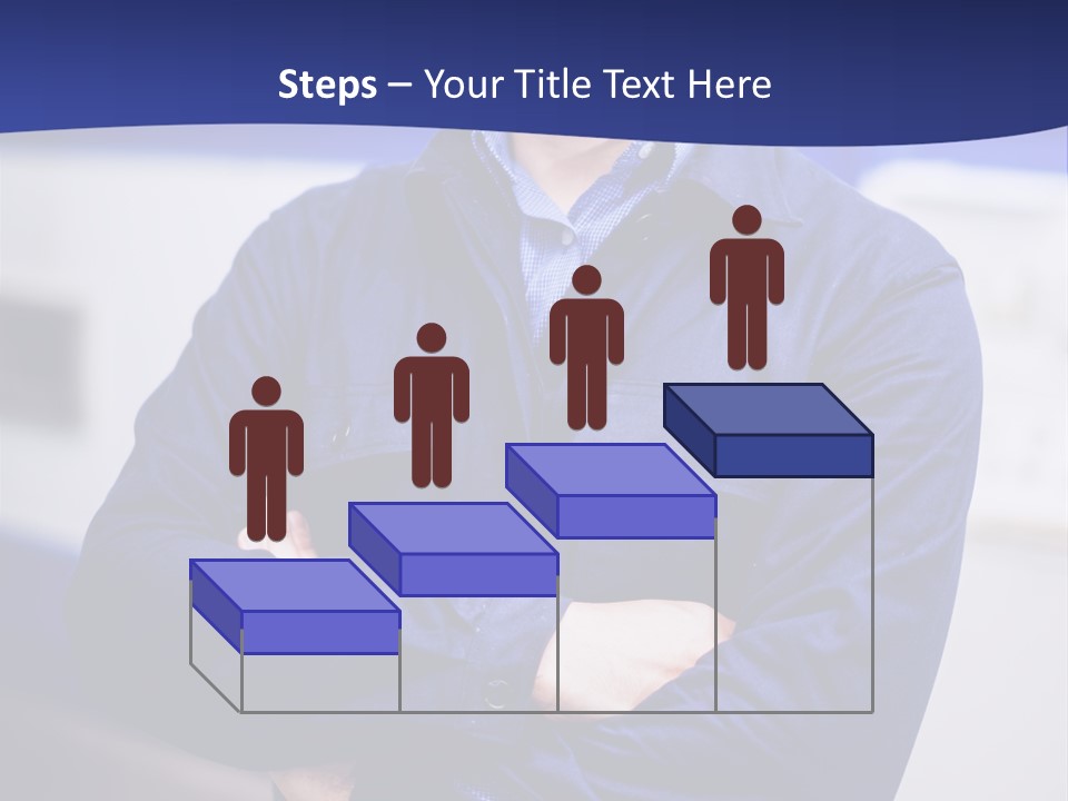 A Man In A Blue Uniform Is Standing With His Arms Crossed PowerPoint Template