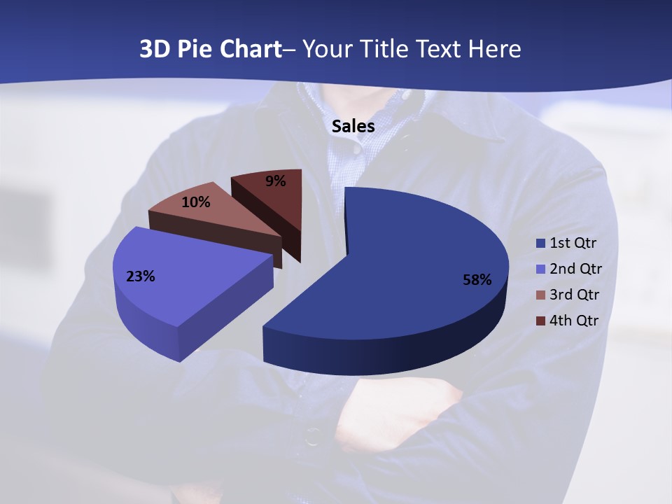 A Man In A Blue Uniform Is Standing With His Arms Crossed PowerPoint Template