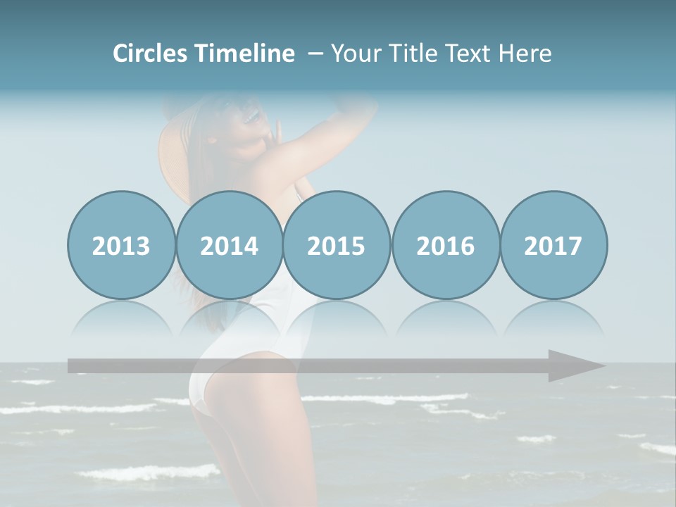 A Woman In A White Dress And Hat On The Beach PowerPoint Template