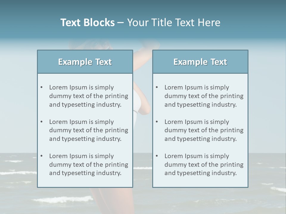 A Woman In A White Dress And Hat On The Beach PowerPoint Template