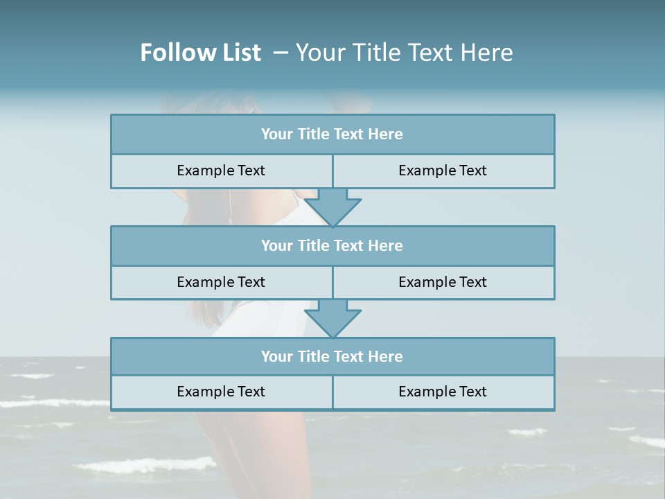 A Woman In A White Dress And Hat On The Beach PowerPoint Template