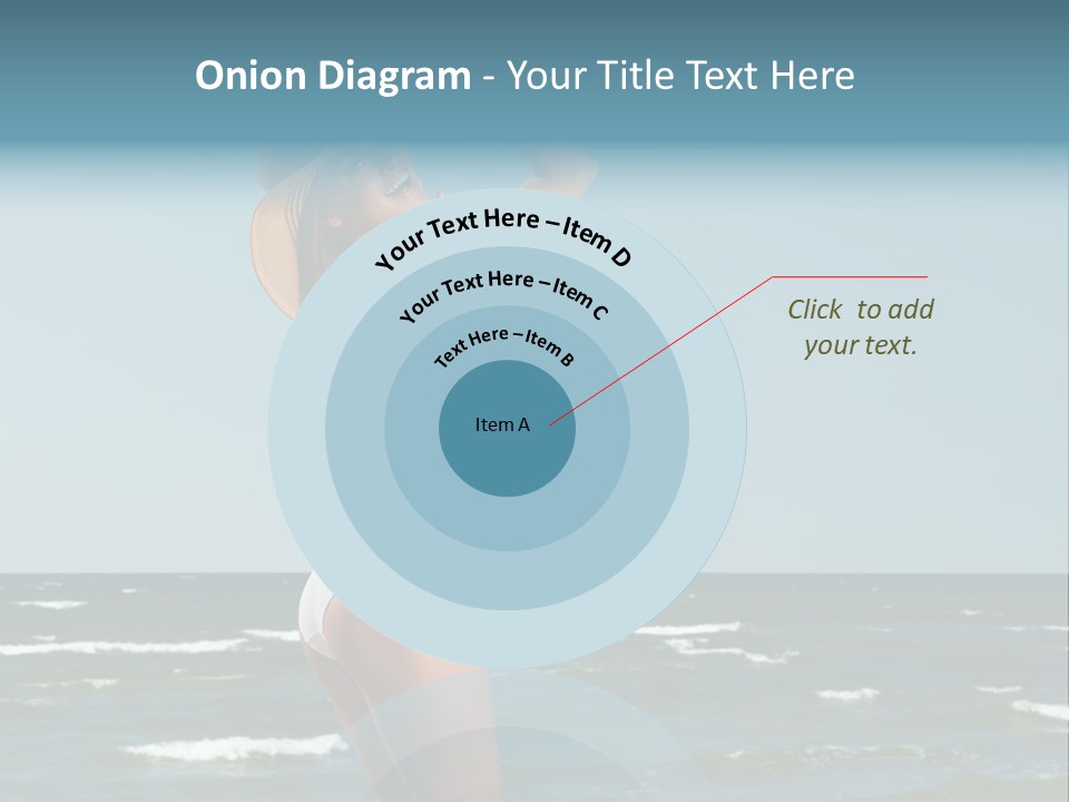 A Woman In A White Dress And Hat On The Beach PowerPoint Template