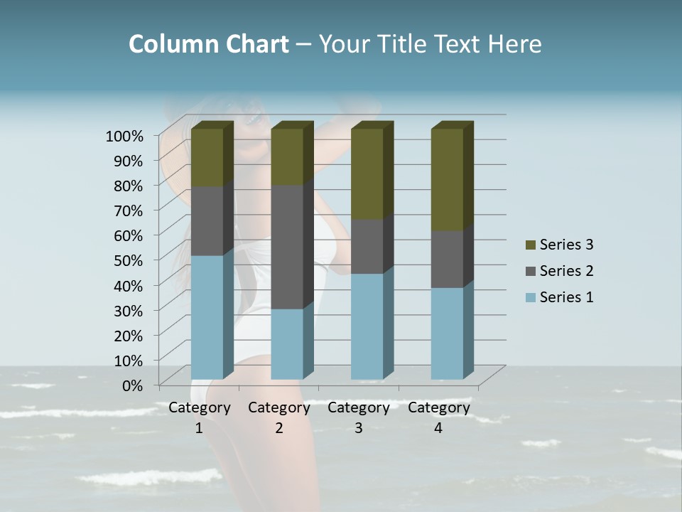 A Woman In A White Dress And Hat On The Beach PowerPoint Template