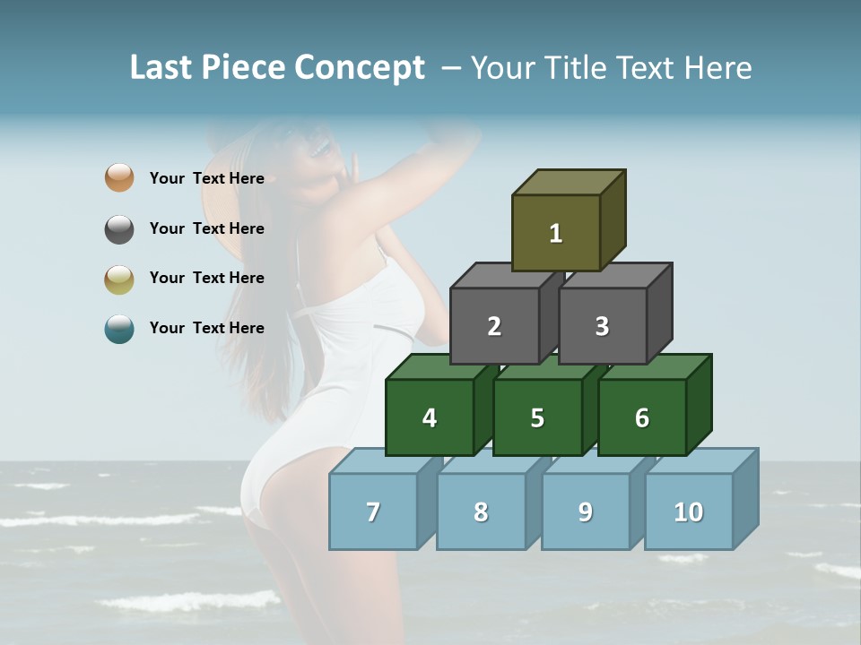 A Woman In A White Dress And Hat On The Beach PowerPoint Template