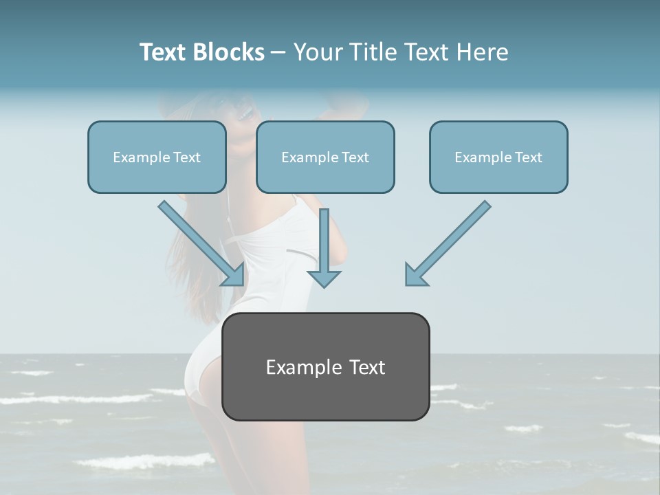 A Woman In A White Dress And Hat On The Beach PowerPoint Template