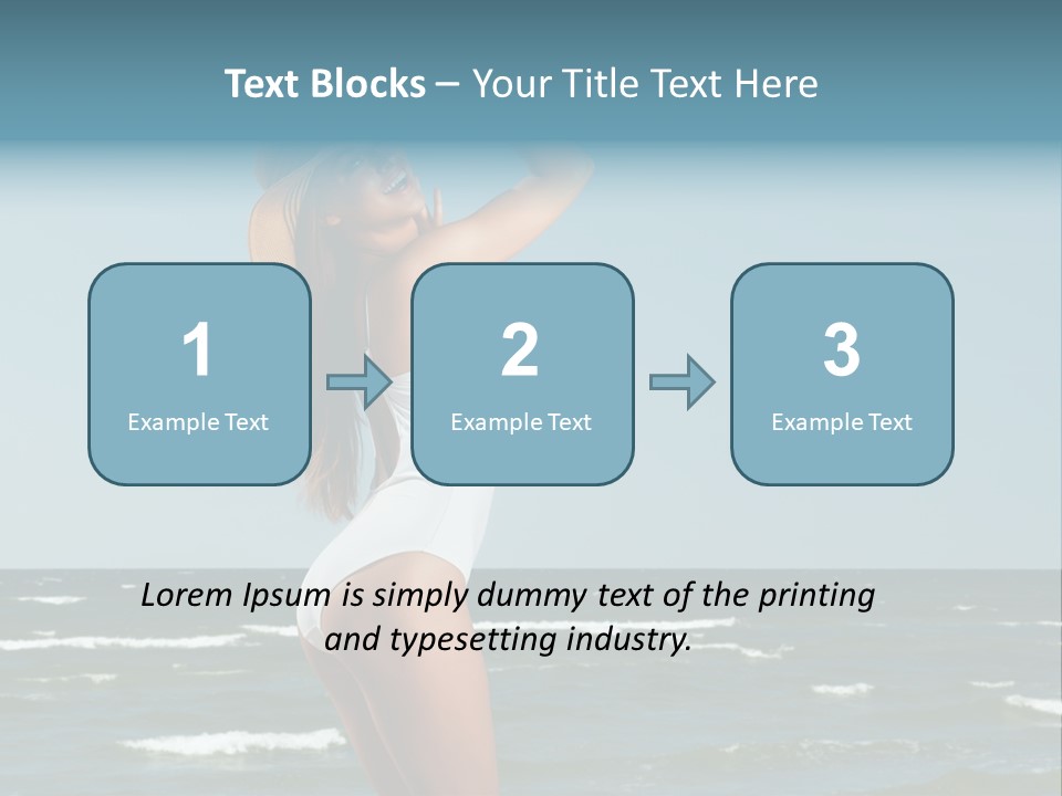 A Woman In A White Dress And Hat On The Beach PowerPoint Template