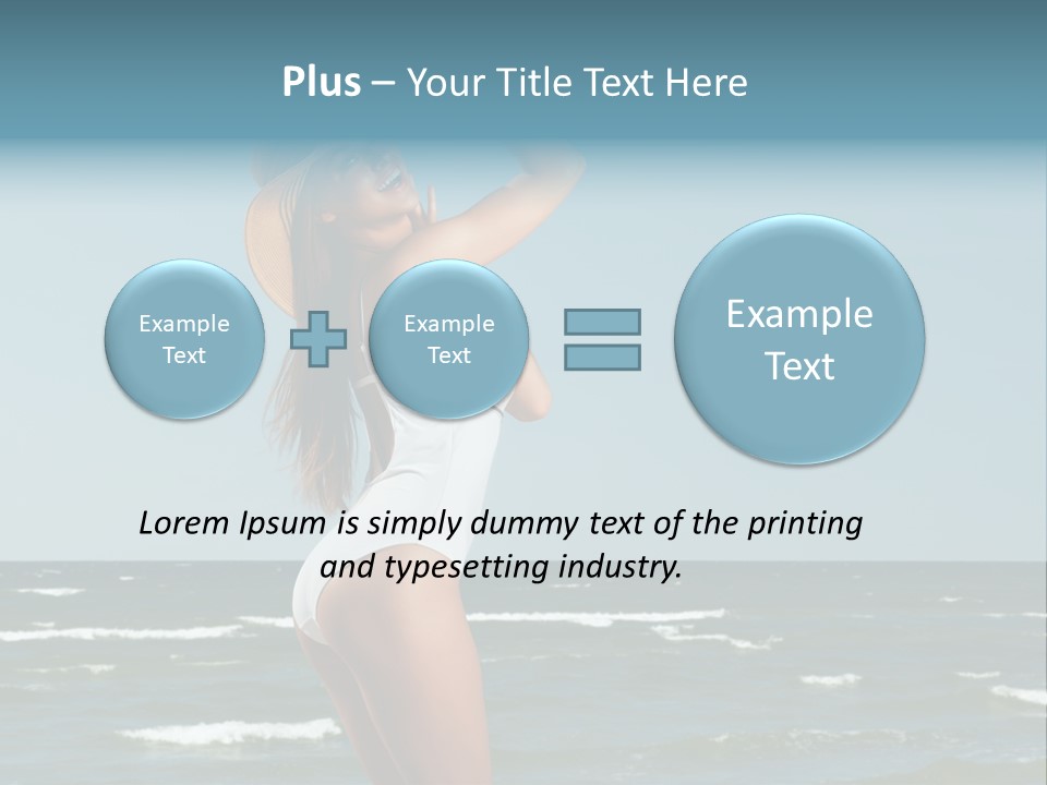 A Woman In A White Dress And Hat On The Beach PowerPoint Template