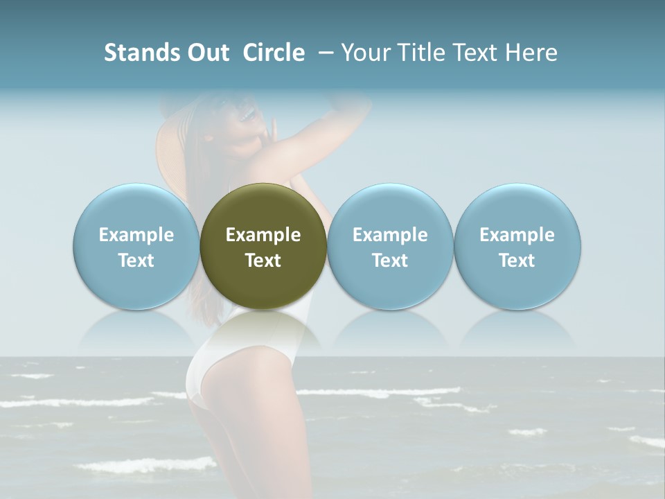 A Woman In A White Dress And Hat On The Beach PowerPoint Template