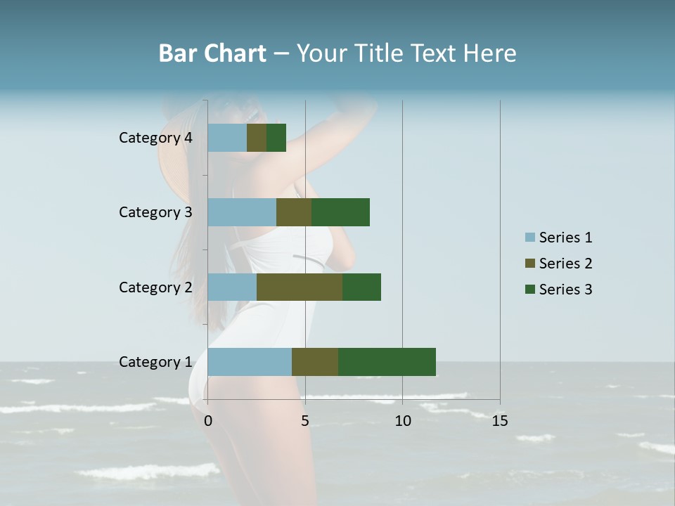 A Woman In A White Dress And Hat On The Beach PowerPoint Template