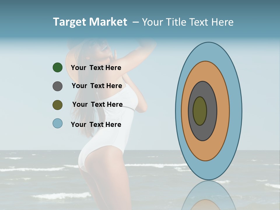 A Woman In A White Dress And Hat On The Beach PowerPoint Template