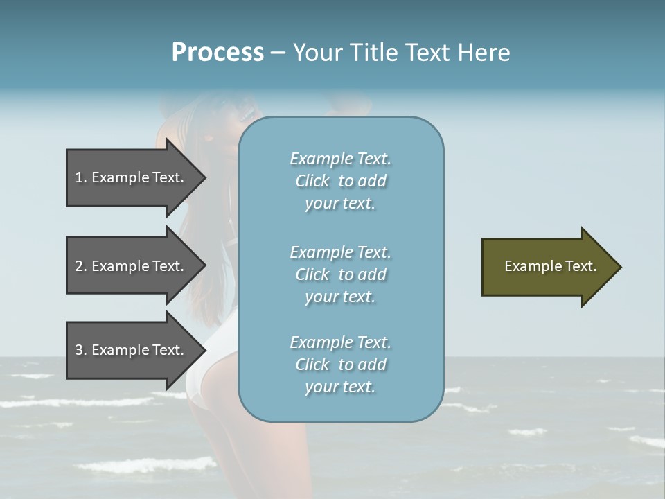 A Woman In A White Dress And Hat On The Beach PowerPoint Template