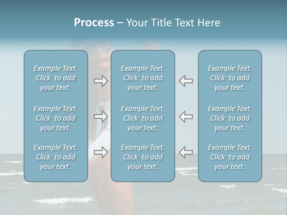 A Woman In A White Dress And Hat On The Beach PowerPoint Template