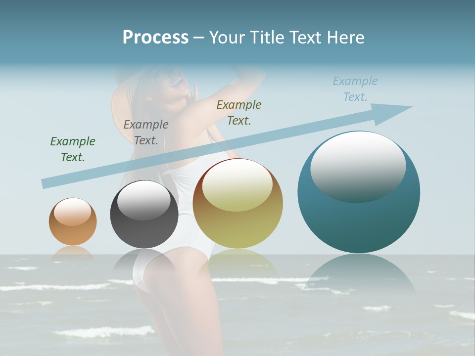 A Woman In A White Dress And Hat On The Beach PowerPoint Template