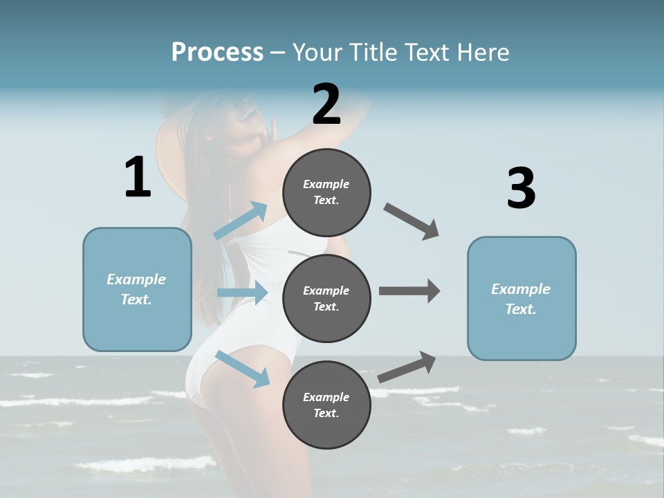 A Woman In A White Dress And Hat On The Beach PowerPoint Template