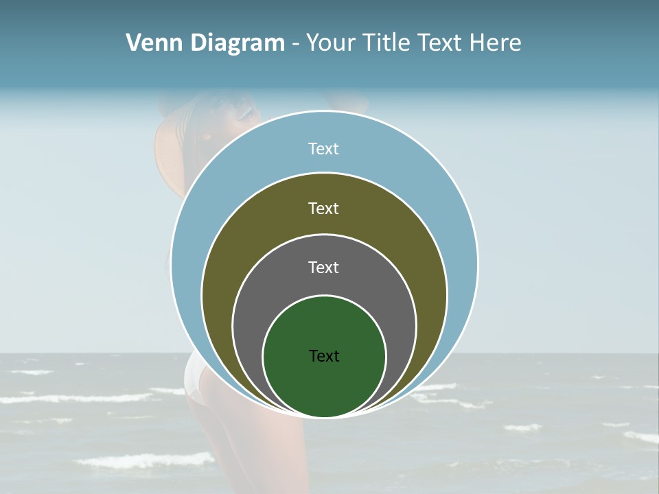 A Woman In A White Dress And Hat On The Beach PowerPoint Template