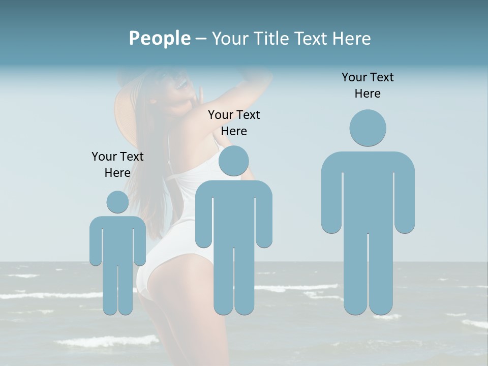 A Woman In A White Dress And Hat On The Beach PowerPoint Template