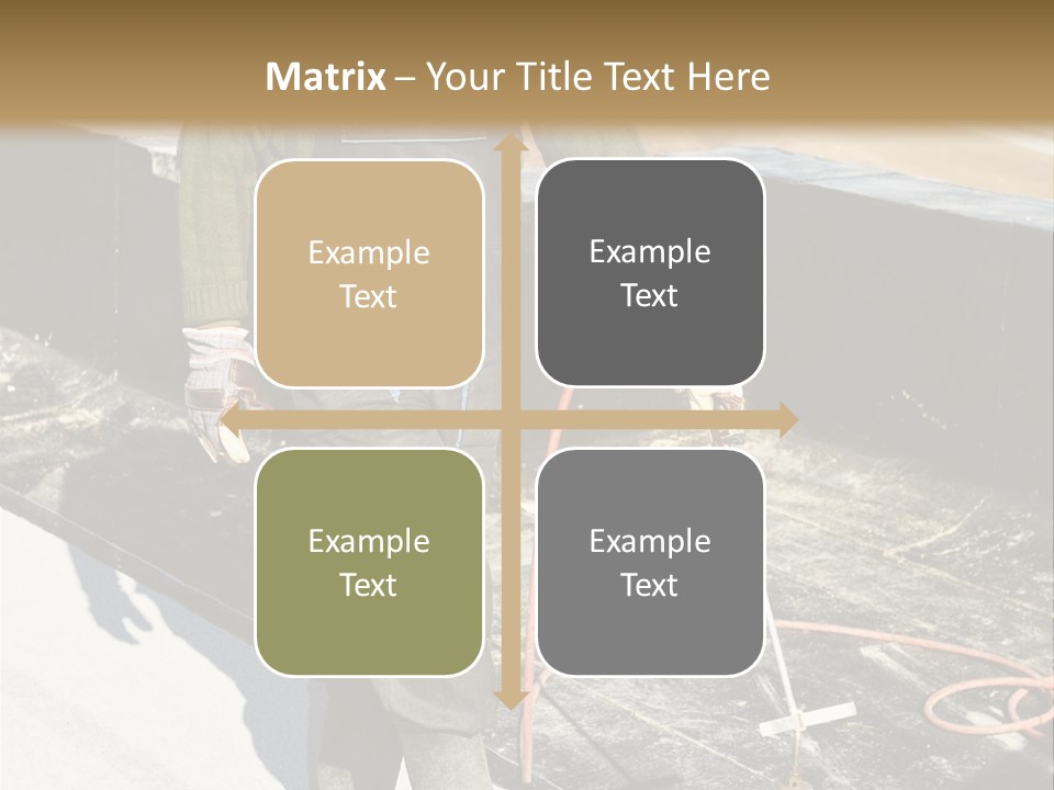 A Man In Overalls And A Hard Hat Is Working On A Roof PowerPoint Template