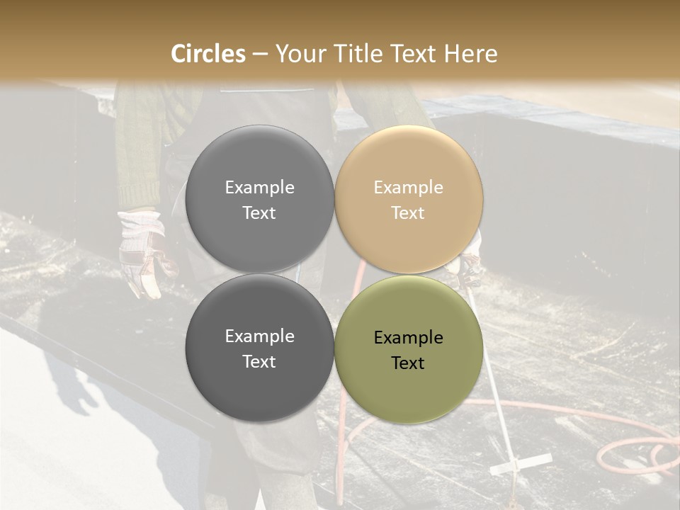 A Man In Overalls And A Hard Hat Is Working On A Roof PowerPoint Template