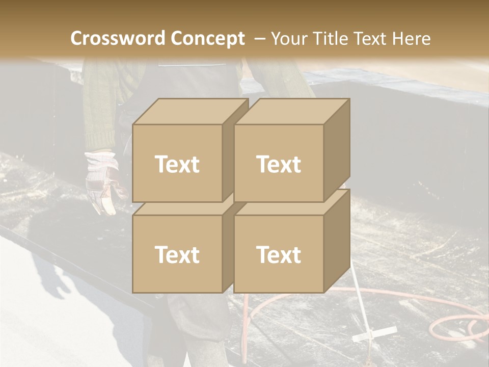 A Man In Overalls And A Hard Hat Is Working On A Roof PowerPoint Template