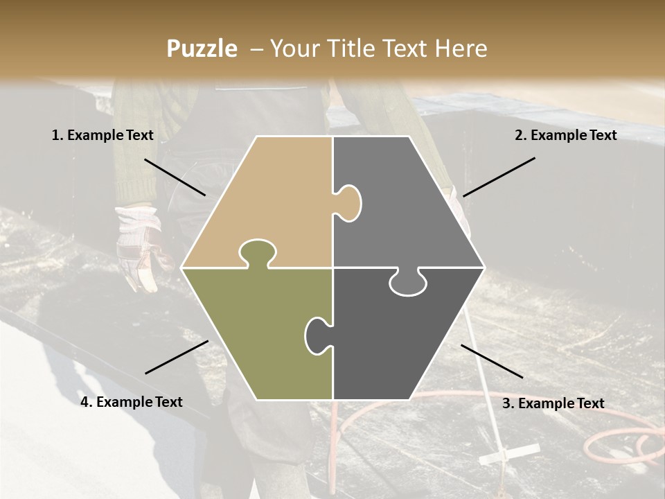 A Man In Overalls And A Hard Hat Is Working On A Roof PowerPoint Template