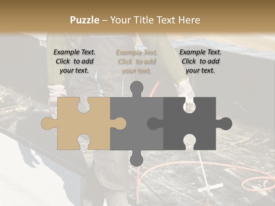 A Man In Overalls And A Hard Hat Is Working On A Roof PowerPoint Template