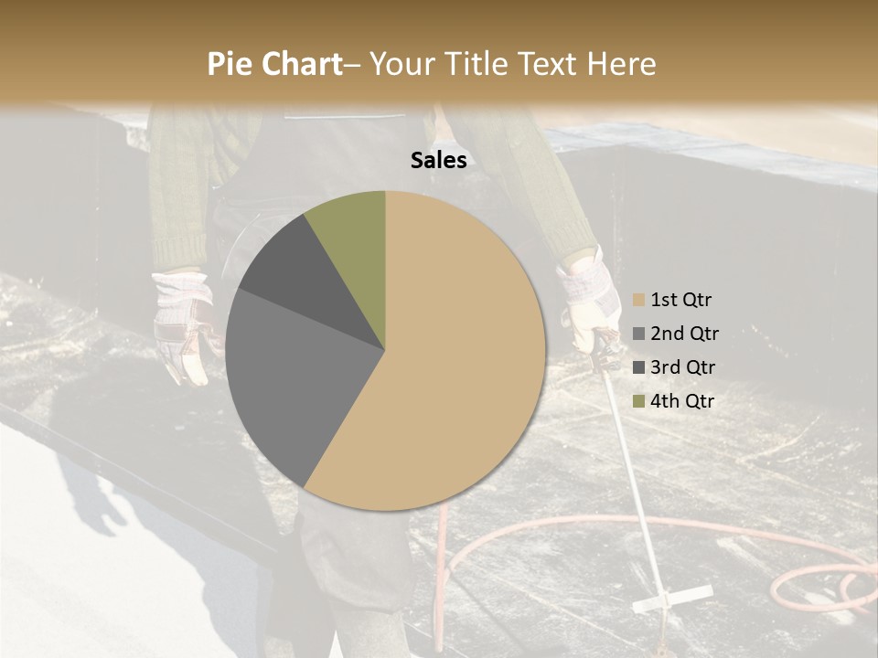 A Man In Overalls And A Hard Hat Is Working On A Roof PowerPoint Template