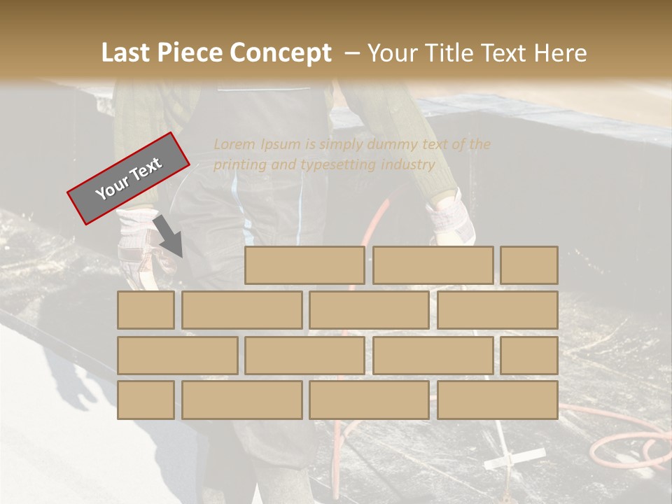 A Man In Overalls And A Hard Hat Is Working On A Roof PowerPoint Template