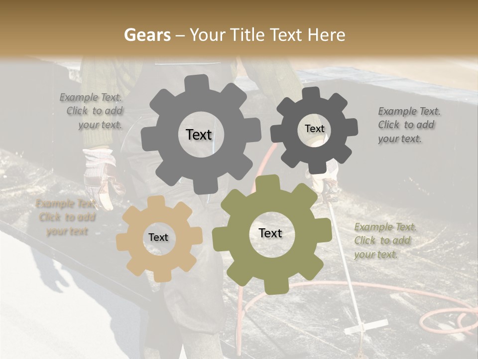 A Man In Overalls And A Hard Hat Is Working On A Roof PowerPoint Template