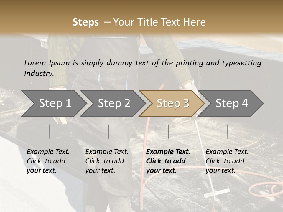 A Man In Overalls And A Hard Hat Is Working On A Roof PowerPoint Template