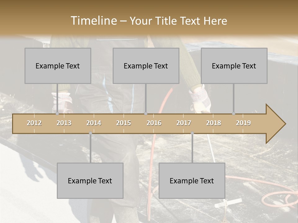 A Man In Overalls And A Hard Hat Is Working On A Roof PowerPoint Template