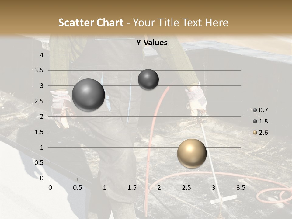 A Man In Overalls And A Hard Hat Is Working On A Roof PowerPoint Template