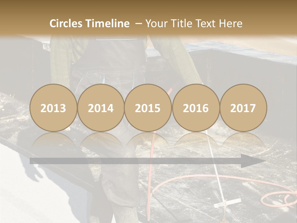 A Man In Overalls And A Hard Hat Is Working On A Roof PowerPoint Template