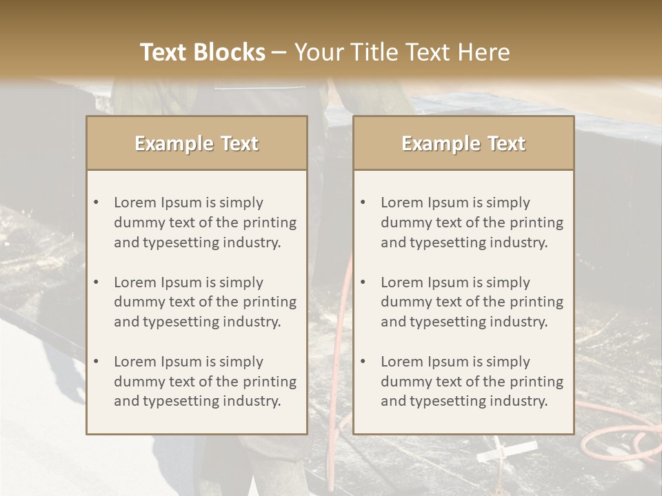 A Man In Overalls And A Hard Hat Is Working On A Roof PowerPoint Template