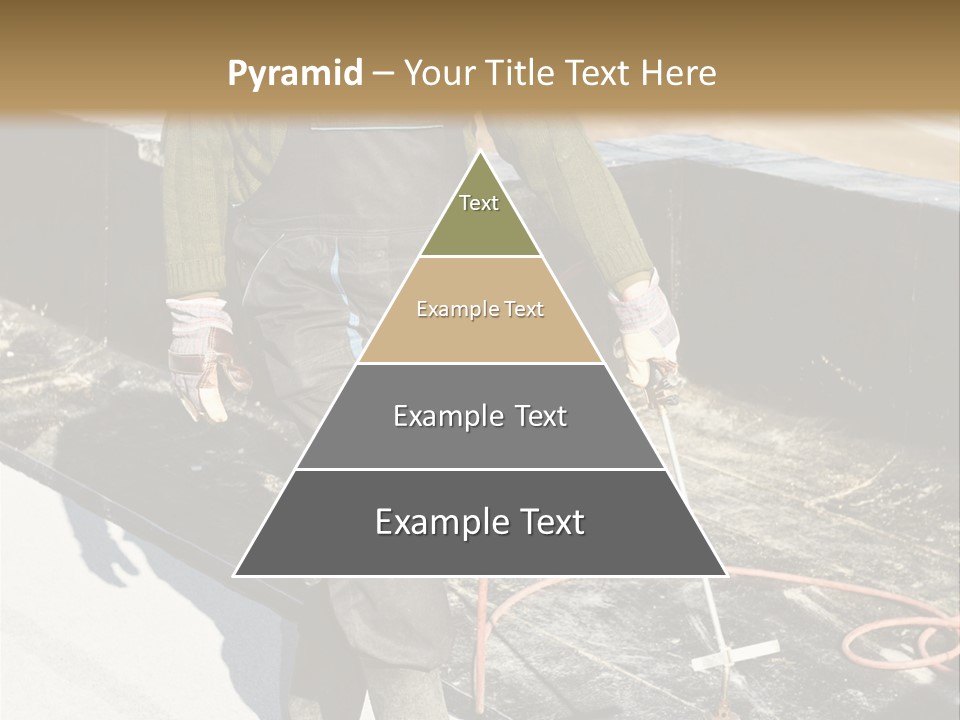 A Man In Overalls And A Hard Hat Is Working On A Roof PowerPoint Template