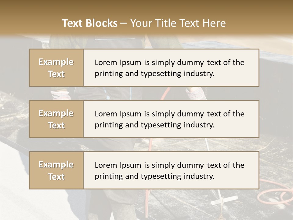 A Man In Overalls And A Hard Hat Is Working On A Roof PowerPoint Template
