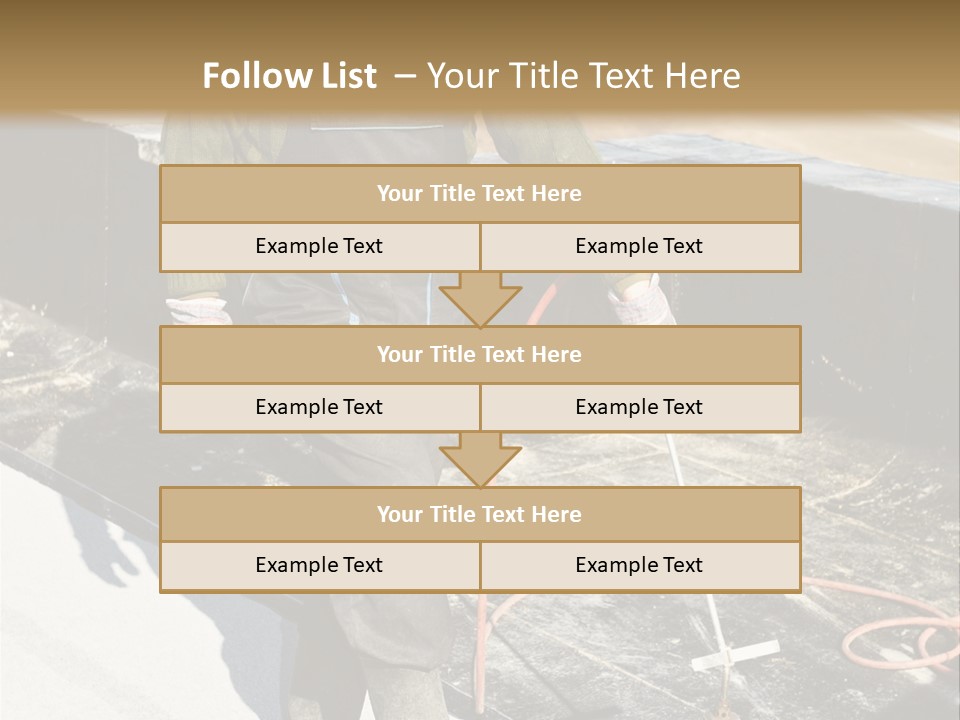 A Man In Overalls And A Hard Hat Is Working On A Roof PowerPoint Template