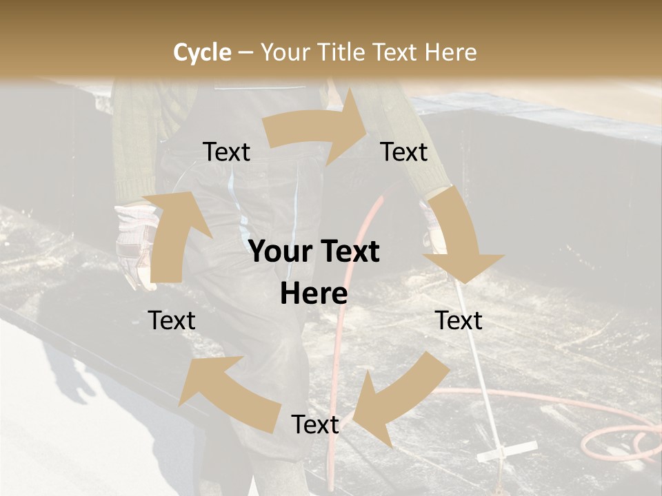 A Man In Overalls And A Hard Hat Is Working On A Roof PowerPoint Template