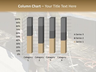 A Man In Overalls And A Hard Hat Is Working On A Roof PowerPoint Template