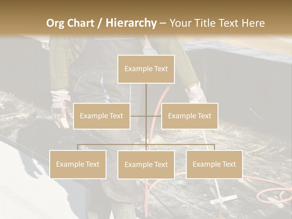 A Man In Overalls And A Hard Hat Is Working On A Roof PowerPoint Template